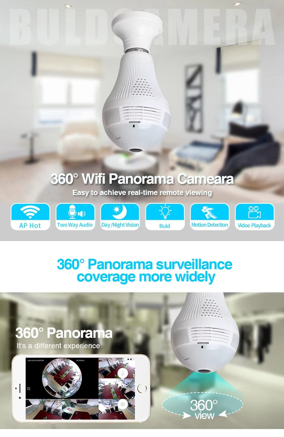 360° WiFi Panoramic Security Camera