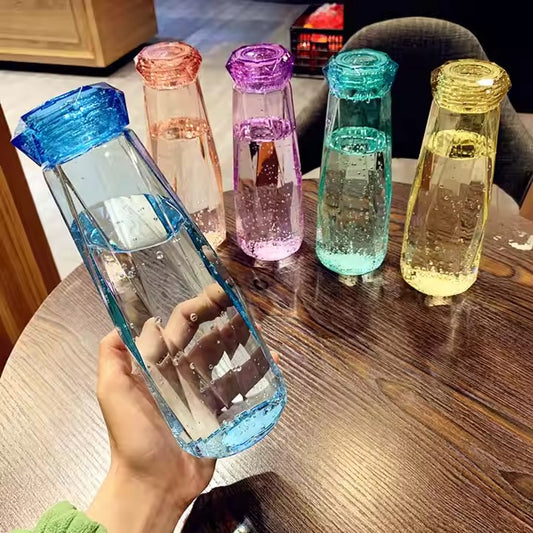 Diamond-Cut Glass Water Bottle