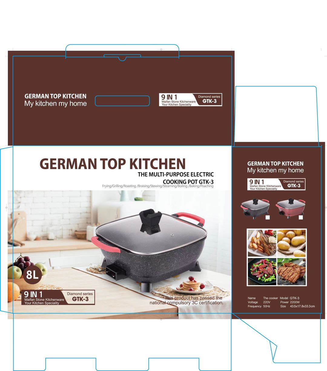 German Top Electric Kitchen 9-in-1 Multi-Cooker