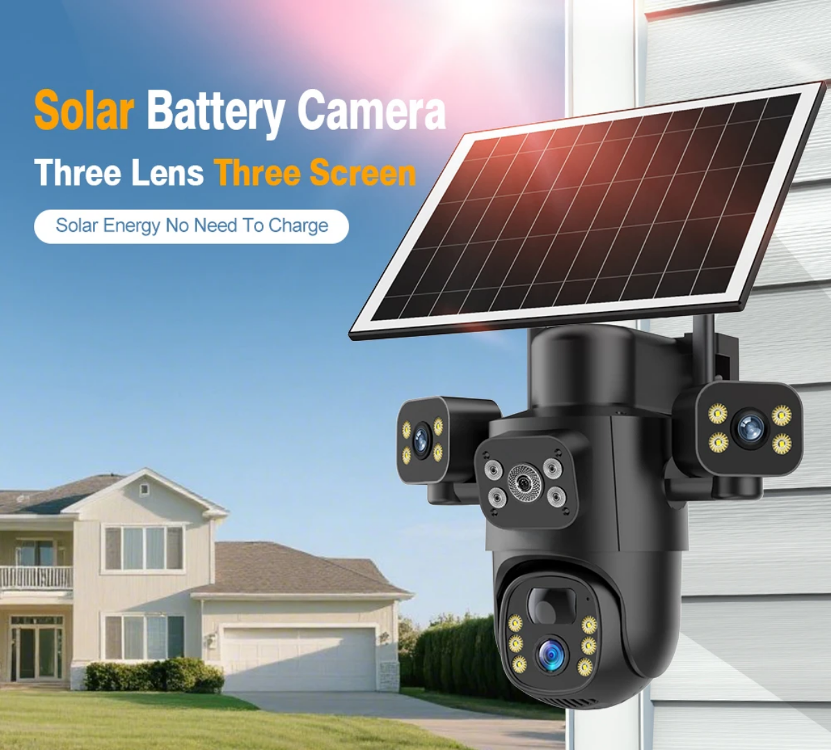 4G Tripple Lens 12MP Solar CCTV