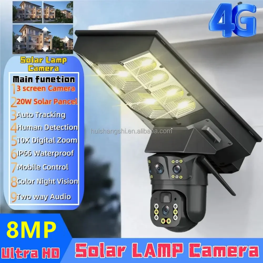 Dual Lens 8MP 4G CCTV + 500W Streetlight