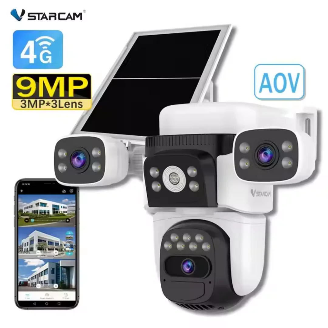 9MP Solar Triple Lens 4G AOV CCTV