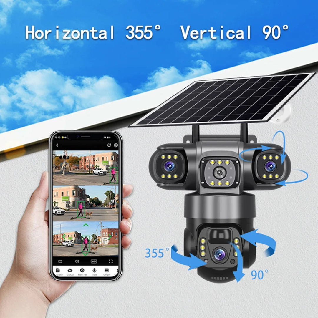 4G Solar HD 3 Lens 360 Degrees Rotating CCTV